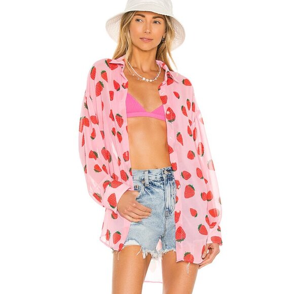 RESA - strawberry print button down - Picture 5 of 5